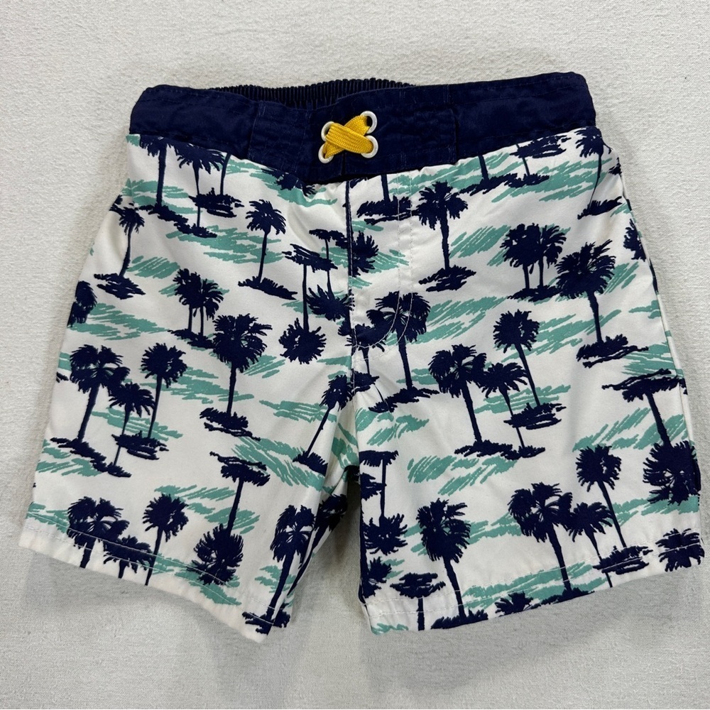 Cat & Jack Palm Tree Patterned Swim Trunk Shorts Sz 4T